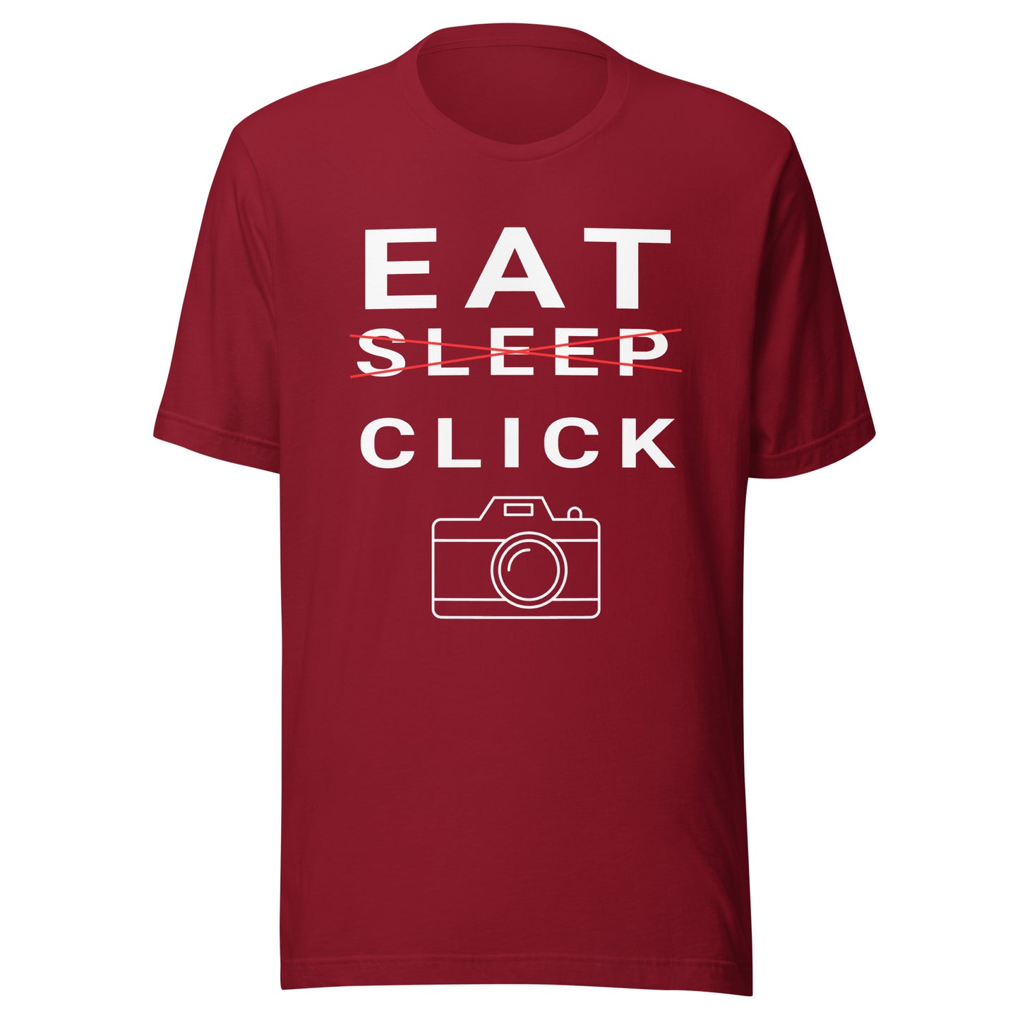 Eat/Sleep/Click Photography T-shirt - White Text