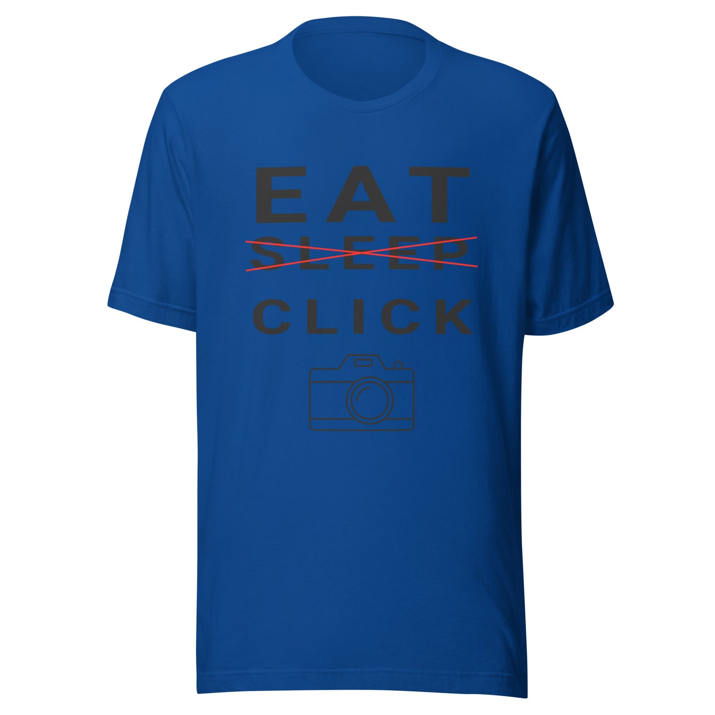 Eat/Sleep/Click Photography T-shirt - Black Text