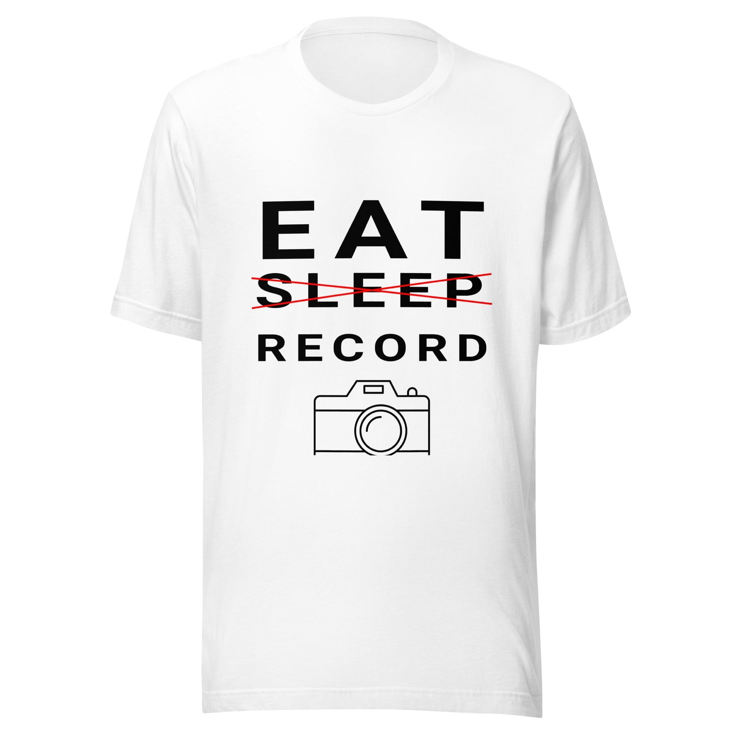 Eat/Sleep/Record Videography T-shirt - Black Text